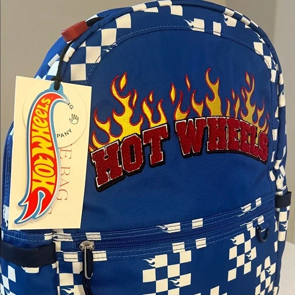 STATE Bags Kane Hot Wheels Check Blue and White Kids Backpack - Picture 8 of 10